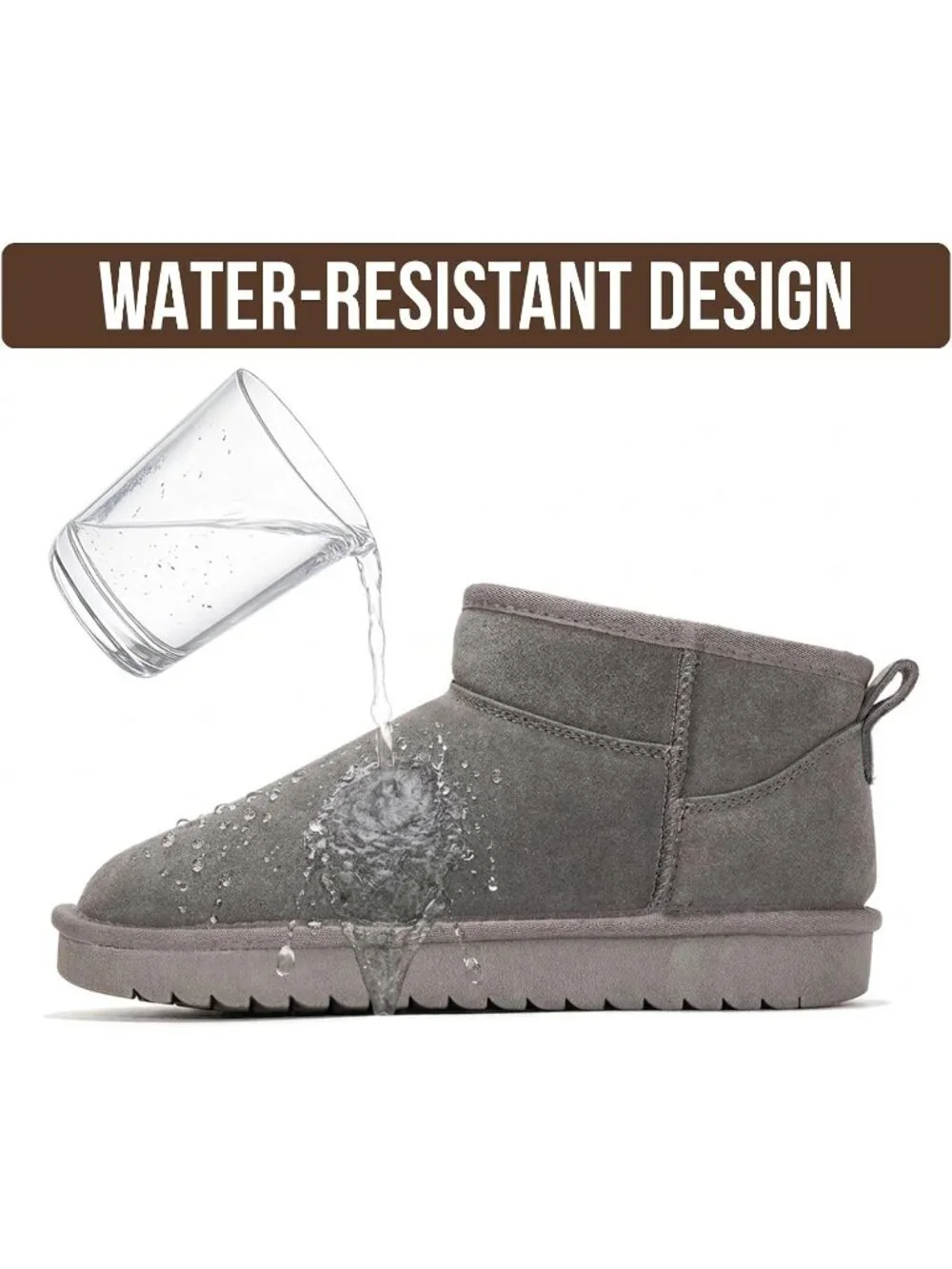 Womens Grey Suede Cloud Water Resistant Genuine Leather Comfortable Ankle Boots